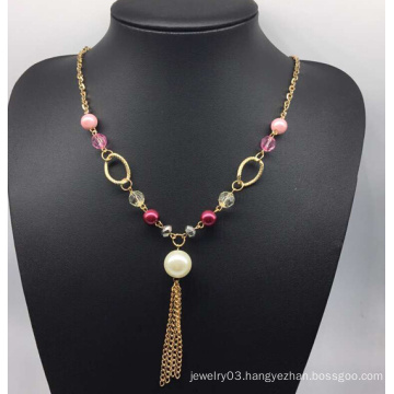 Colorful Beads Pearl Sweater Necklace (XJW13760)